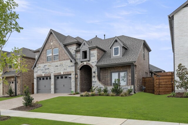 1841 Jasmine June, Mesquite, TX 75181 - view of front of property with roof with shingles, fence, an attached garage, brick siding, and concrete driveway