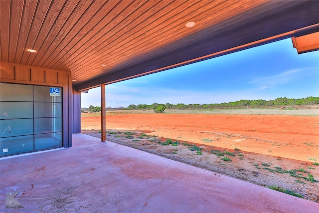 exterior space featuring wooden ceiling