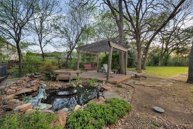 view of yard with a pergola