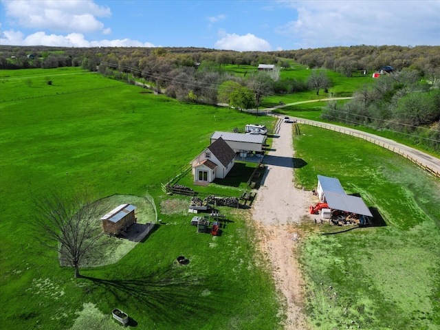 aerial view with a rural view