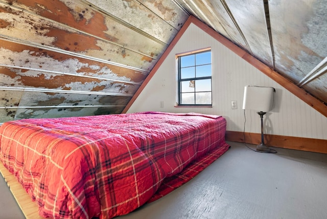 bedroom with vaulted ceiling