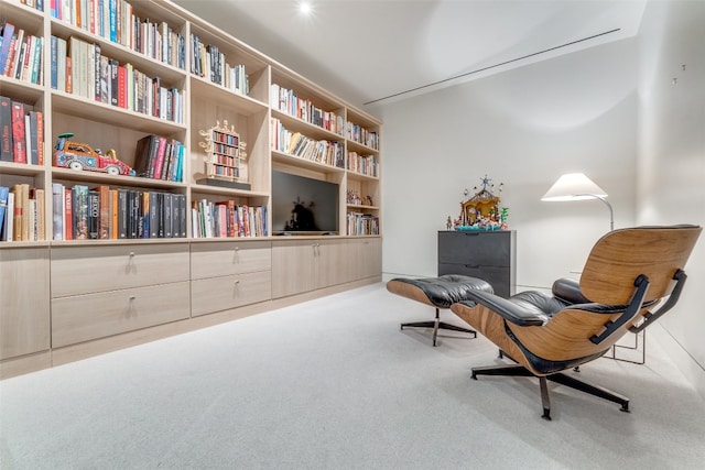 sitting room with light carpet