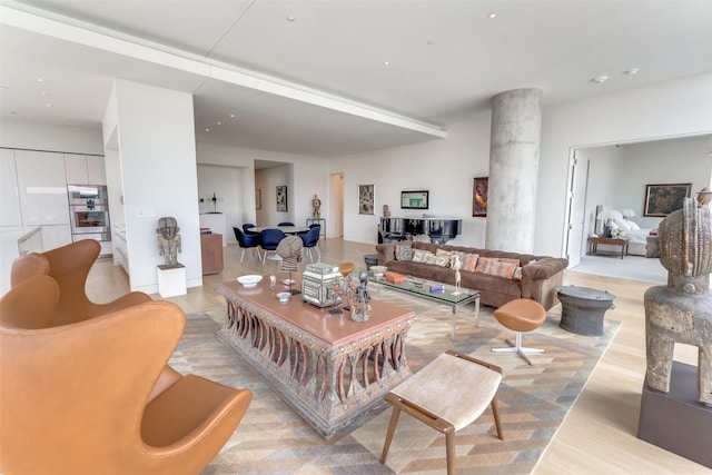 living room featuring light wood-type flooring