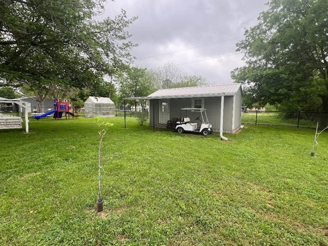 view of yard featuring a playground