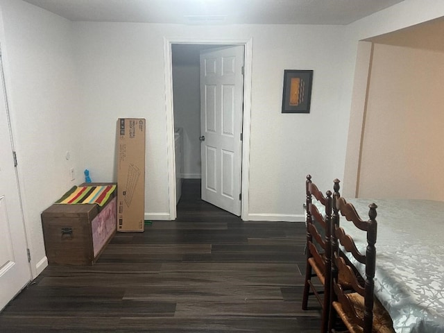 interior space with dark hardwood / wood-style floors