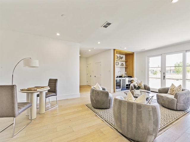 living room featuring light hardwood / wood-style flooring