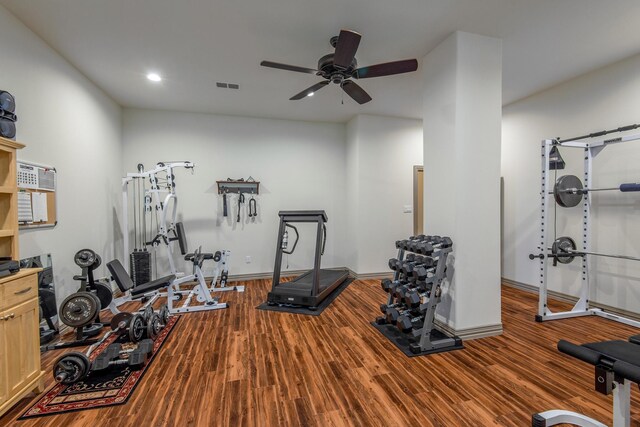 living room featuring ceiling fan and light wood-type flooring