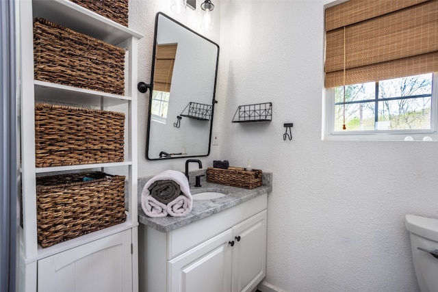 bathroom with toilet and vanity