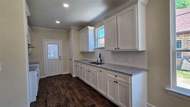 kitchen featuring plenty of natural light, white cabinetry, and sink