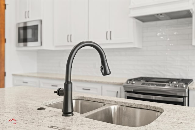 details with appliances with stainless steel finishes, sink, backsplash, and custom exhaust hood