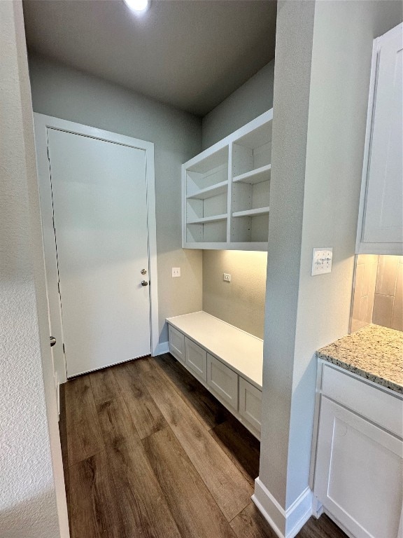 mudroom with hardwood / wood-style floors