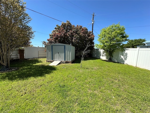 view of yard with a storage unit