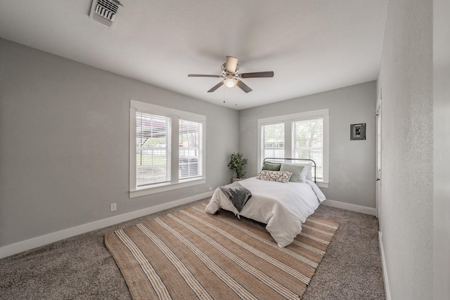 bedroom with carpet and ceiling fan