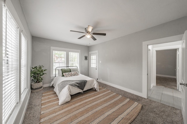 bedroom with carpet and ceiling fan