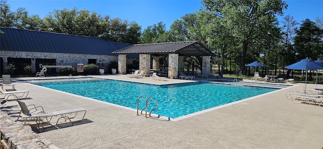 view of pool featuring a patio