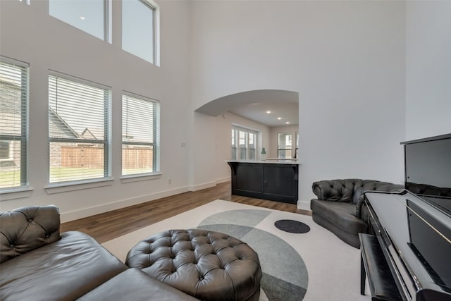 living room with light wood-type flooring