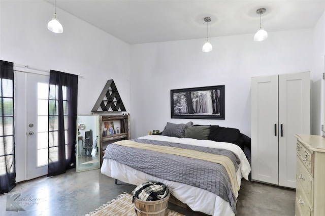 bedroom with french doors and access to outside