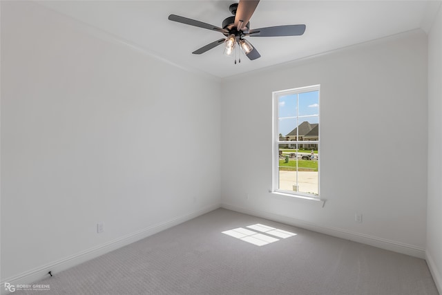 unfurnished room featuring carpet floors, ceiling fan, and a healthy amount of sunlight