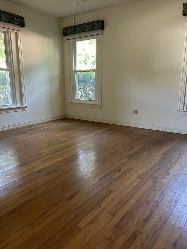 empty room with dark hardwood / wood-style floors