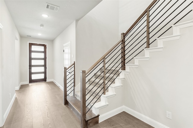 foyer with hardwood / wood-style floors