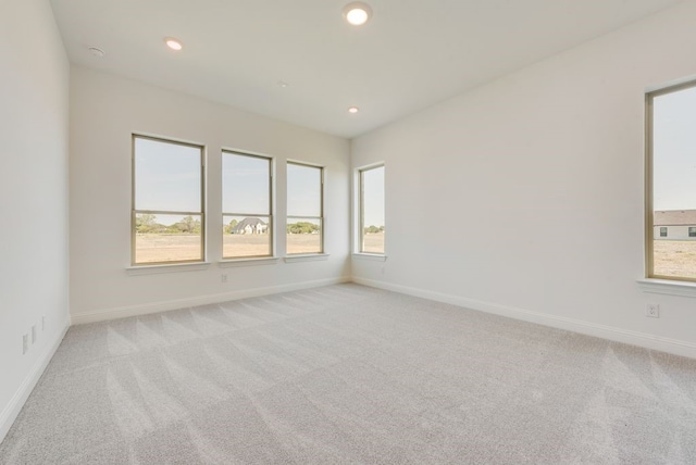 spare room featuring light colored carpet