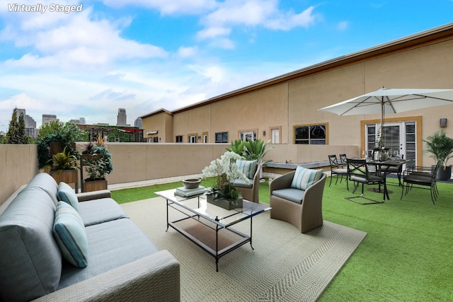 view of terrace featuring an outdoor hangout area