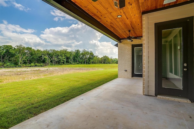 view of patio / terrace with a ceiling fan