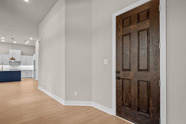 entrance foyer with light hardwood / wood-style floors