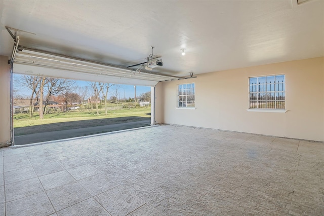 garage with a garage door opener