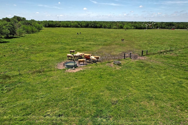 birds eye view of property with a rural view