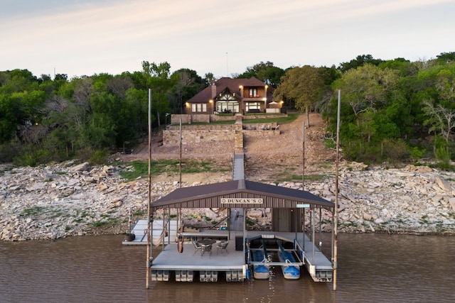 dock area featuring a water view