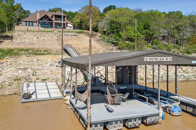 dock area featuring a water view