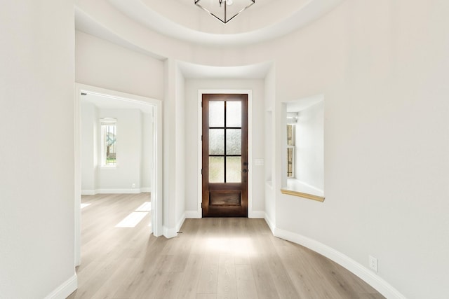 entryway with light wood-type flooring