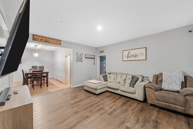 living room featuring light hardwood / wood-style floors