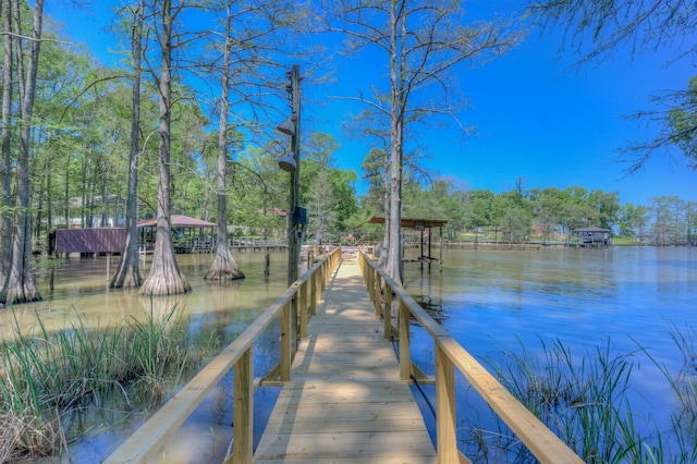 dock area featuring a water view