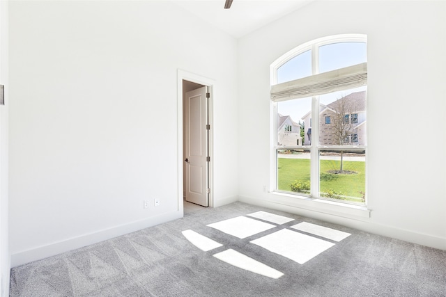 unfurnished room with plenty of natural light and light carpet