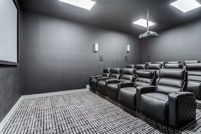 home theater with carpet