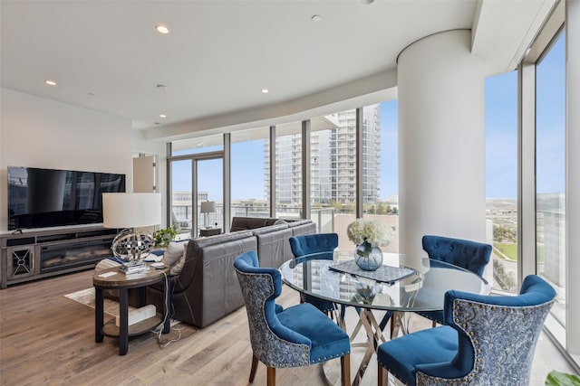 dining area featuring light hardwood / wood-style flooring