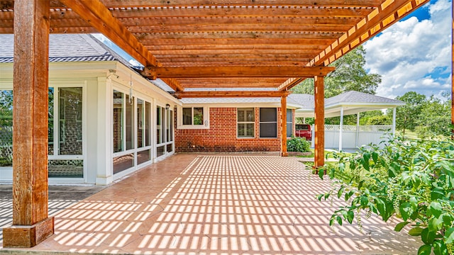 view of patio featuring a pergola