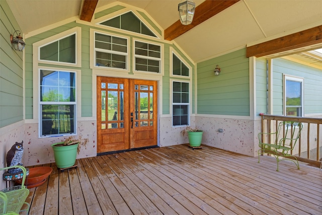 wooden deck with french doors