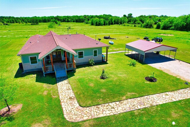 exterior space featuring a porch and a front lawn