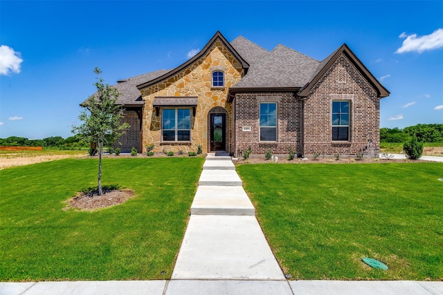 view of front of house with a front lawn