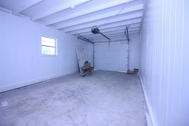 garage with a garage door opener