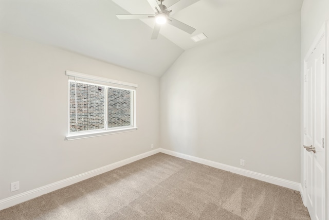 additional living space with carpet flooring, ceiling fan, and vaulted ceiling