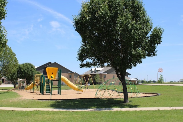 view of play area with a lawn