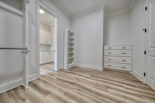 walk in closet with light wood-type flooring