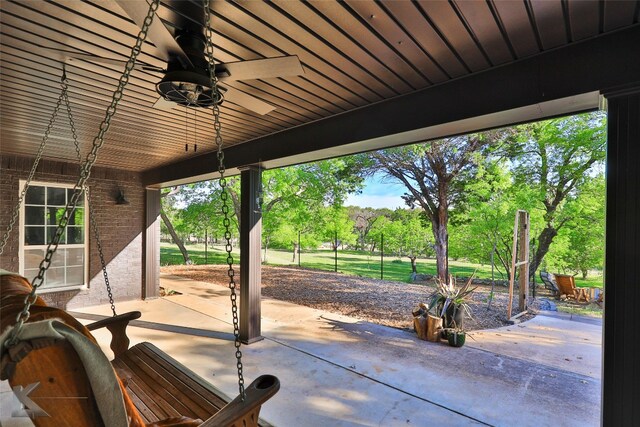 view of patio with ceiling fan