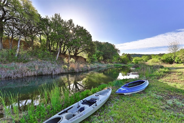 view of yard with a water view