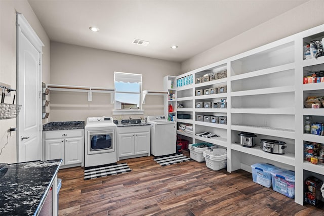 interior space with sink and washer and dryer