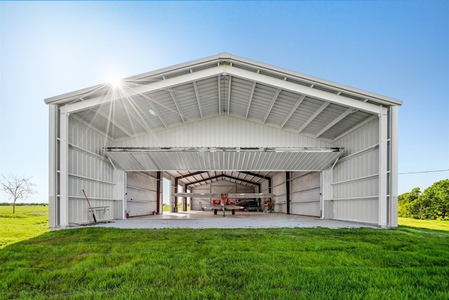 view of parking featuring a yard